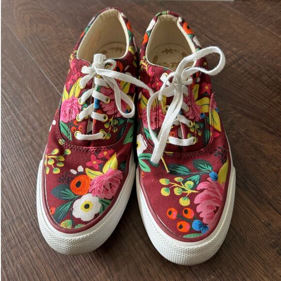 Keds x Rifle Paper Co. Shoes - Keds x Rifle Paper Co. Floral Low Top Comfort Sneakers Maroon Womens Size 7.5